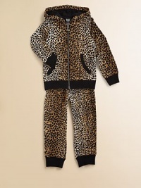A chic and casual leopard spotted knit with a cozy hood and an easy shape.Attached hood with solid liningZip frontLong sleeves with ribbed knit cuffsSplit kangaroo pocketsRibbed hemLooped French terry lining47% cotton/47% modal/6% spandexMachine washMade in Italy A chic and casual leopard spotted knit with a cozy hood and an easy shape.Attached hood with solid liningZip frontLong sleeves with ribbed knit cuffsSplit kangaroo pocketsRibbed hemLooped French terry lining47% cotton/47% modal/6% spandexMachine washMade in Italy