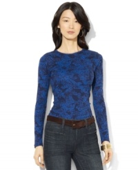 A bold paisley print enlivens Lauren Ralph Lauren's classic long-sleeved ribbed cotton tee. A bold paisley print enlivens Lauren Ralph Lauren's classic long-sleeved ribbed cotton tee.
