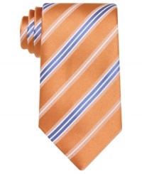 Give your suit a touch of sporty style with this striped tie from Geoffrey Beene. Give your suit a touch of sporty style with this striped tie from Geoffrey Beene.