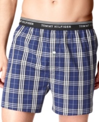 These plaid woven boxers by Tommy Hilfiger boast a classic look and a comfortable feel. These plaid woven boxers by Tommy Hilfiger boast a classic look and a comfortable feel.