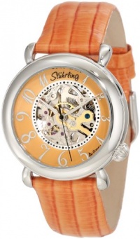 Stuhrling Original Women's 108.1215A9 Classic Wall Street Automatic Skeleton Orange Watch