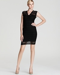 This LBD from Aqua features a lacy texture and curve-hugging fit worthy of hot dates and high school reunions. This LBD from Aqua features a lacy texture and curve-hugging fit worthy of hot dates and high school reunions.