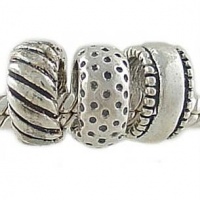 Set of 3 Different Sterling Silver Spacer Beads for European Charm Bracelet Set of 3 Different Sterling Silver Spacer Beads for European Charm Bracelet