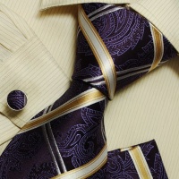Purple Paisleys White Checker Christmas gifts for him silk tie Cufflinks hanky set H5169 Purple Paisleys White Checker Christmas gifts for him silk tie Cufflinks hanky set H5169