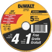 DEWALT DW8061B5 4-Inch by 0.045-Inch Metal and Stainless Cutting Wheel, 5/8-Inch Arbor, 5-Pack DEWALT DW8061B5 4-Inch by 0.045-Inch Metal and Stainless Cutting Wheel, 5/8-Inch Arbor, 5-Pack