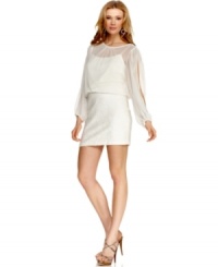 Split sleeves give Xscape's dress a sleek personality! Pair with strappy heels and sparkling earrings for an ensemble that's ready for evening. Split sleeves give Xscape's dress a sleek personality! Pair with strappy heels and sparkling earrings for an ensemble that's ready for evening.