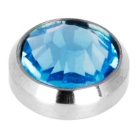 Grade 23 Solid Titanium Internally Threaded Aqua Gem 4MM Dermal Dome Top Grade 23 Solid Titanium Internally Threaded Aqua Gem 4MM Dermal Dome Top