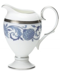 Set a tone of opulence and grace with the Sonnet in Blue creamer. Patterned platinum bands and powder-blue botanicals frame traditional bone china from Noritake. Set a tone of opulence and grace with the Sonnet in Blue creamer. Patterned platinum bands and powder-blue botanicals frame traditional bone china from Noritake.