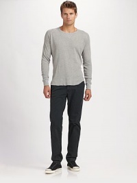 A casual classic without equal, styled in washed cotton chino with a slouchy leg that recalls the essence of weekend style. Side slash, back welt pockets Inseam, about 33 Cotton Machine wash Made in USA A casual classic without equal, styled in washed cotton chino with a slouchy leg that recalls the essence of weekend style. Side slash, back welt pockets Inseam, about 33 Cotton Machine wash Made in USA