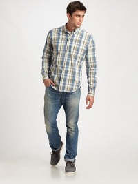 Vivid plaid in an easy, dressed-down cotton style perfect for endless weekend getaways.ButtonfrontButtoned-down collarChest patch pocketCottonMachine washImported Vivid plaid in an easy, dressed-down cotton style perfect for endless weekend getaways.ButtonfrontButtoned-down collarChest patch pocketCottonMachine washImported