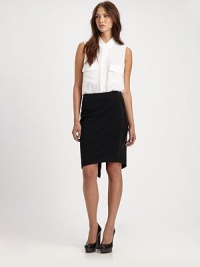 Contrast leather insets and a notched back hem enhance this contemporary collectible. Side zipperCropped front hemBack slitFully linedAbout 25 longBody: LeatherTrim: Rayon/nylon/polyurethaneDry cleanImportedModel shown is 5'9½ (176cm) wearing US size 4. Contrast leather insets and a notched back hem enhance this contemporary collectible. Side zipperCropped front hemBack slitFully linedAbout 25 longBody: LeatherTrim: Rayon/nylon/polyurethaneDry cleanImportedModel shown is 5'9½ (176cm) wearing US size 4.