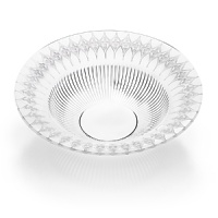 Artful adaptations of traditional trefoils and budded crosses found in the Gothic architecture of Venice adorn this sparkling crystal bowl from Lalique.