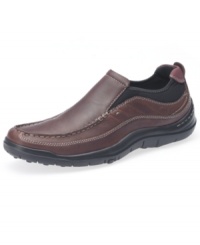 A hint of sporty style means these sleek leather loafers offer a great pairing of support and nonstop comfort for your rotation of men's casual shoes. A hint of sporty style means these sleek leather loafers offer a great pairing of support and nonstop comfort for your rotation of men's casual shoes.