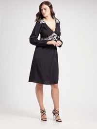 EXCLUSIVELY AT SAKS. A stretch silk, long sleeve design with boldly printed accents.V-neck Center front button details Printed trim along yoke and empire waist Long sleeves Banded cuffs Self-ties at waist About 27½ from natural waist 95% silk/5% elastene Dry clean Imported Additional Information Women's Salon Z Size Guide EXCLUSIVELY AT SAKS. A stretch silk, long sleeve design with boldly printed accents.V-neck Center front button details Printed trim along yoke and empire waist Long sleeves Banded cuffs Self-ties at waist About 27½ from natural waist 95% silk/5% elastene Dry clean Imported Additional Information Women's Salon Z Size Guide