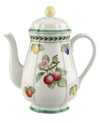 French Garden serving pieces complement-and complete-the mix-and-match dinnerware and dishes from Villeroy & Boch. With a classic fluted shape and summery fruit motif, this coffee pot pours on the country charm. French Garden serving pieces complement-and complete-the mix-and-match dinnerware and dishes from Villeroy & Boch. With a classic fluted shape and summery fruit motif, this coffee pot pours on the country charm.