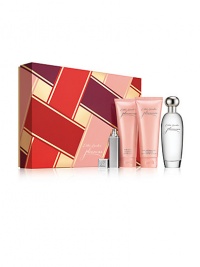 Fill her world with pleasures big and small. Estee Lauder pleasures is sheer, fresh and floral. Limited-time collection includes four favorites, all in an exclusive gift box. Includes Eau de Parfum Spray 3.4 oz. and Atomizer 0.17 oz., Body Lotion 3.4 oz., and Bath and Shower Gel 3.4 oz. Fill her world with pleasures big and small. Estee Lauder pleasures is sheer, fresh and floral. Limited-time collection includes four favorites, all in an exclusive gift box. Includes Eau de Parfum Spray 3.4 oz. and Atomizer 0.17 oz., Body Lotion 3.4 oz., and Bath and Shower Gel 3.4 oz.