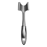 For flattening and tenderizing succulent steaks and chops, try the OXO International Steel Meat Tenderizer. It features a non-stick head with a textured side for tenderizing and a flat side for pounding. Its solid aluminum construction makes it extra sturdy. For flattening and tenderizing succulent steaks and chops, try the OXO International Steel Meat Tenderizer. It features a non-stick head with a textured side for tenderizing and a flat side for pounding. Its solid aluminum construction makes it extra sturdy.