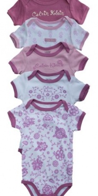 Calvin Klein ~ 5 Pk. Shades of Purple Floral Prints ~ Onesies 3-6 Months Calvin Klein ~ 5 Pk. Shades of Purple Floral Prints ~ Onesies 3-6 Months