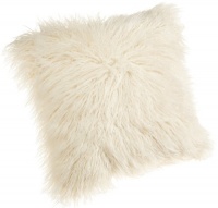 Brentwood 18-Inch Mongolian Faux Fur Pillow, White