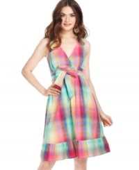 Washed in a gentle rainbow of colors, this sweet, a-line dress from American Rag is a brilliant take on picnic-ready style! Washed in a gentle rainbow of colors, this sweet, a-line dress from American Rag is a brilliant take on picnic-ready style!