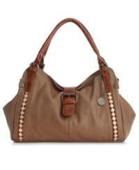 An iconic silhouette takes on a modern look with southwest-inspired diamond pattern piping, burnished buckle accents and contrasting earth-tone colors. This Big Buddha satchel offers discrete pockets and compartments to stow wallet, sunglasses and even tech items safely. An iconic silhouette takes on a modern look with southwest-inspired diamond pattern piping, burnished buckle accents and contrasting earth-tone colors. This Big Buddha satchel offers discrete pockets and compartments to stow wallet, sunglasses and even tech items safely.