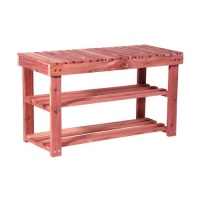 Household Essentials CedarFresh 2-Tier Cedar Shoe Rack and Seat Bench Household Essentials CedarFresh 2-Tier Cedar Shoe Rack and Seat Bench