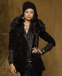 Tailored in classic corduroy, Denim & Supply Ralph Lauren's essential pea coat is effortlessly updated with a stylish faux-fur collar for a modern polished edge. Tailored in classic corduroy, Denim & Supply Ralph Lauren's essential pea coat is effortlessly updated with a stylish faux-fur collar for a modern polished edge.