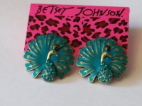 BETSEY JOHNSON Teal Blue Peacock Studs Earrings BETSEY JOHNSON Teal Blue Peacock Studs Earrings