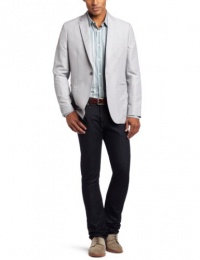 Perry Ellis Men's Slim Fit Linen Cotton Micro Stripe Jacket