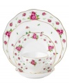 Revive a classic china pattern with the Old Country Roses White Vintage place setting. Lush blossoms plucked from the original Royal Albert collection flower on white bone china with ruffled gold edges.