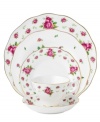 Revive a classic china pattern with the Old Country Roses White Vintage place setting. Lush blossoms plucked from the original Royal Albert collection flower on white bone china with ruffled gold edges.