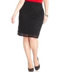 Infuse feminine elegance to your look this season with Style&co.'s plus size pencil skirt, crafted from enchanting lace. Infuse feminine elegance to your look this season with Style&co.'s plus size pencil skirt, crafted from enchanting lace.