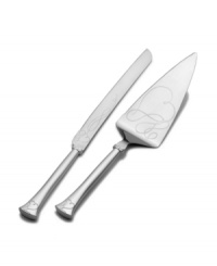 How sweet. Loopy hearts accent the silver-plated Love Story cake knife and server, an elegant way to cut and share wedding cake or holiday pies. From Mikasa's collection of serveware. How sweet. Loopy hearts accent the silver-plated Love Story cake knife and server, an elegant way to cut and share wedding cake or holiday pies. From Mikasa's collection of serveware.