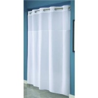 Hookless Mystery Snap-In Peva Liner Fabric Shower Curtain, White