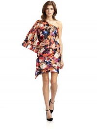 THE LOOKVibrant floral printAsymmetric necklineSingle angel sleeves with topstitched slit detailingSide zipperTHE FITAbout 33 from shoulder to hemTHE MATERIALSilkCARE & ORIGINDry cleanImportedModel shown is 5'9 (175cm) wearing US size 4. THE LOOKVibrant floral printAsymmetric necklineSingle angel sleeves with topstitched slit detailingSide zipperTHE FITAbout 33 from shoulder to hemTHE MATERIALSilkCARE & ORIGINDry cleanImportedModel shown is 5'9 (175cm) wearing US size 4.
