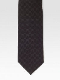 Interlocking signature design is handwoven in rich silk jacquard. About 3.1 wideSilkDry cleanMade in Italy Interlocking signature design is handwoven in rich silk jacquard. About 3.1 wideSilkDry cleanMade in Italy