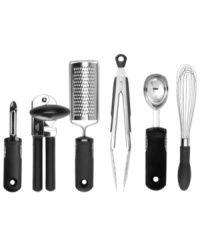 The ultimate set for kitchen convenience, these essential tools will help you perform virtually any task with expert ease and efficiency. Each piece is ergonomically designed with OXO's signature soft-grip handle for constant comfort. Manufacturer's lifetime limited warranty. The ultimate set for kitchen convenience, these essential tools will help you perform virtually any task with expert ease and efficiency. Each piece is ergonomically designed with OXO's signature soft-grip handle for constant comfort. Manufacturer's lifetime limited warranty.
