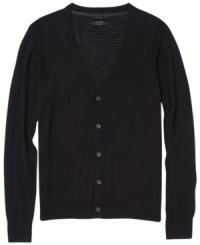 Dress up your style with this classic V-neck button down cardigan by Guess Jeans. Dress up your style with this classic V-neck button down cardigan by Guess Jeans.