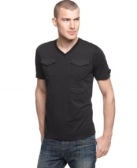 Change up your everyday casual style with this v0neck t-shirt with pocket detail from Kenneth Cole New York. Change up your everyday casual style with this v0neck t-shirt with pocket detail from Kenneth Cole New York.