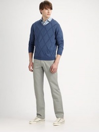 EXCLUSIVELY OURS. We've added argyle-style texture and the luxury of silk to the classic v-neck, creating a sweater that looks as good as it feels. V-neck 70% silk/30% cotton Machine wash Imported EXCLUSIVELY OURS. We've added argyle-style texture and the luxury of silk to the classic v-neck, creating a sweater that looks as good as it feels. V-neck 70% silk/30% cotton Machine wash Imported
