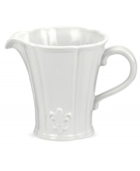 Embossed with the iconic lily, the Fleur de Lys creamer from Portmeirion sets tables in the French tradition. Classic, fluted stoneware in cool gray lends distinct old-world elegance to everyday dining. Embossed with the iconic lily, the Fleur de Lys creamer from Portmeirion sets tables in the French tradition. Classic, fluted stoneware in cool gray lends distinct old-world elegance to everyday dining.