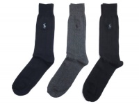 Polo Ralph Lauren Set of Three Men's Dress Socks- Multi - Slightly Ribbed (Black, Grey, Navy) (Size 10-13) Polo Ralph Lauren Set of Three Men's Dress Socks- Multi - Slightly Ribbed (Black, Grey, Navy) (Size 10-13)