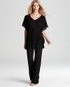 A slouchy caftan top creates an unexpected silhouette for Midnight by Carole Hochman's lace-trimmed sleep set.