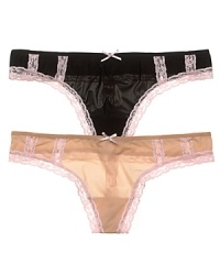 A soft stretchy thong with contrast lace trim for a sexy yet comfortable style. Style #976125 A soft stretchy thong with contrast lace trim for a sexy yet comfortable style. Style #976125