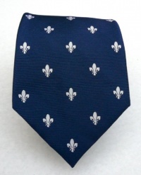 100% Silk Woven Navy Fleur de Lis Extra Long Tie 100% Silk Woven Navy Fleur de Lis Extra Long Tie