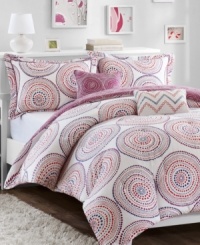 A mesmerizing landscape of circles in rich, Caribbean hues are the focal point of this Belize duvet cover set for a statement-making, whimsical look. Shams and decorative pillows add extra depth to your bed with a coordinating color scheme. A mesmerizing landscape of circles in rich, Caribbean hues are the focal point of this Belize duvet cover set for a statement-making, whimsical look. Shams and decorative pillows add extra depth to your bed with a coordinating color scheme.