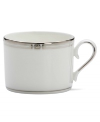 An art deco inspired design, platinum trim and metallic dots lend the Westerly Platinum cup sophisticated polish. This versatile collection perfectly coordinates with a variety of stemware and table linens. An art deco inspired design, platinum trim and metallic dots lend the Westerly Platinum cup sophisticated polish. This versatile collection perfectly coordinates with a variety of stemware and table linens.