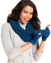 Text to you heart's content with these cozy gloves from American Rag. An adorable stitched heart on the index finger and thumb allows you to use all your touch screen devices without getting frosty fingers. Text to you heart's content with these cozy gloves from American Rag. An adorable stitched heart on the index finger and thumb allows you to use all your touch screen devices without getting frosty fingers.
