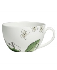 Vera Wang's Floral Leaf watercolor adds fresh artistry to this chic bone china teacup from her collection of Wedgwood dinnerware. The dishes have a smooth, minimalist shape in clean white which blooms with crisp greens for a modern look and feel that's ideal for every day. Vera Wang's Floral Leaf watercolor adds fresh artistry to this chic bone china teacup from her collection of Wedgwood dinnerware. The dishes have a smooth, minimalist shape in clean white which blooms with crisp greens for a modern look and feel that's ideal for every day.