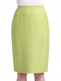 THE LOOKNarrow waistband Classic pencil silhouetteBack zipperBack slit at hem THE FITAbout 21 longTHE MATERIAL48% virgin wool/42% silk/10% polyamideCARE & ORIGINDry cleanImported THE LOOKNarrow waistband Classic pencil silhouetteBack zipperBack slit at hem THE FITAbout 21 longTHE MATERIAL48% virgin wool/42% silk/10% polyamideCARE & ORIGINDry cleanImported